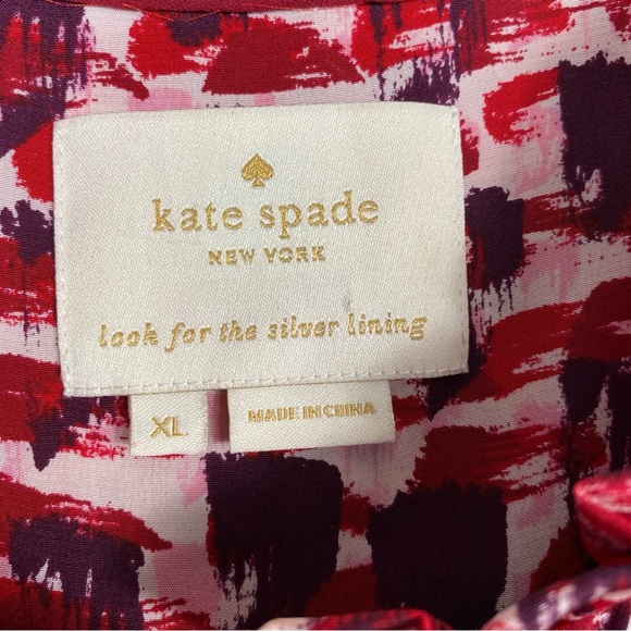 Kate Spade silk paint brush stroke print peplum dress - Picture 3 of 10